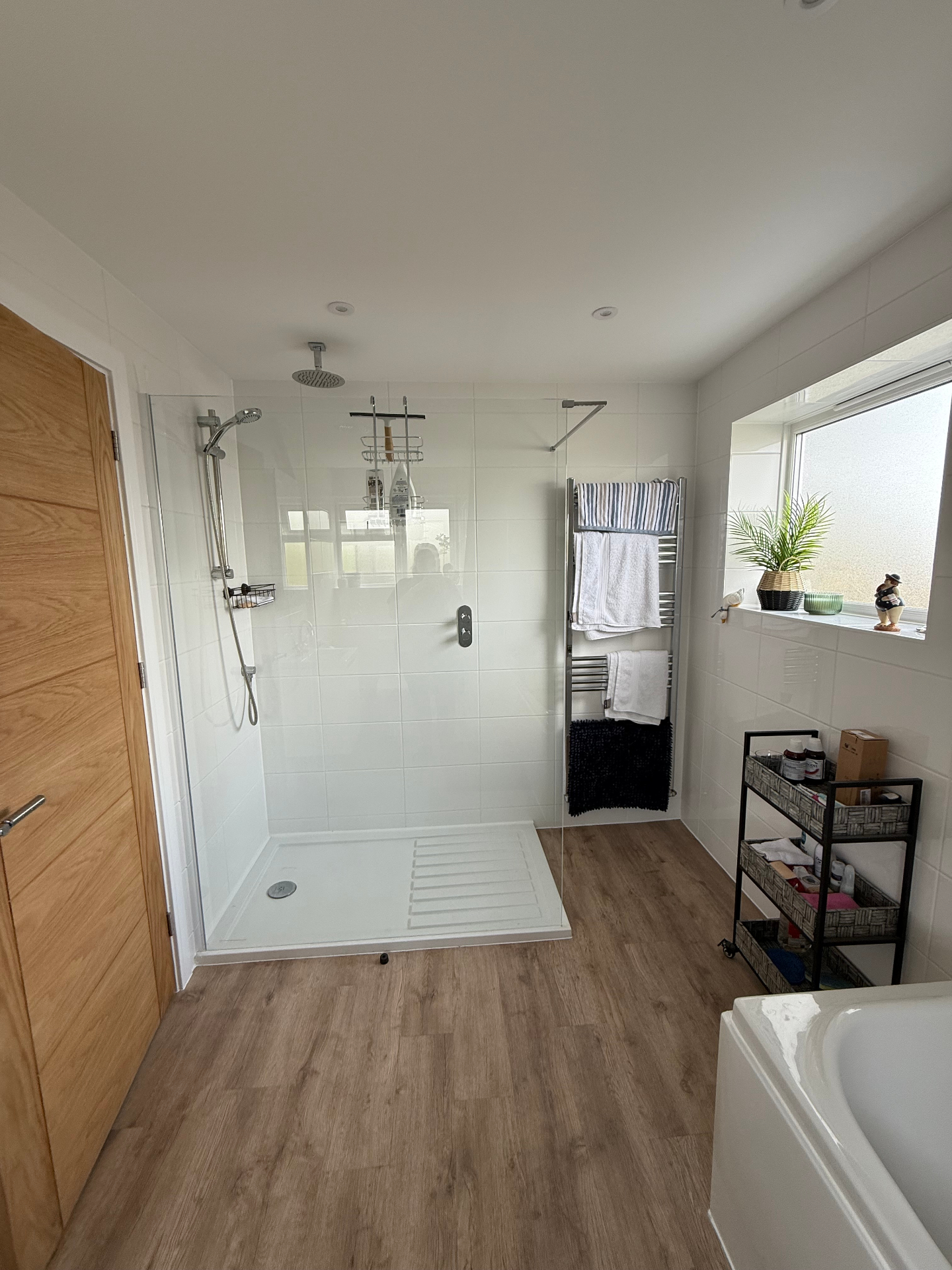 Finished family shower room in a new build home completed by A Baker Construction West Sussex