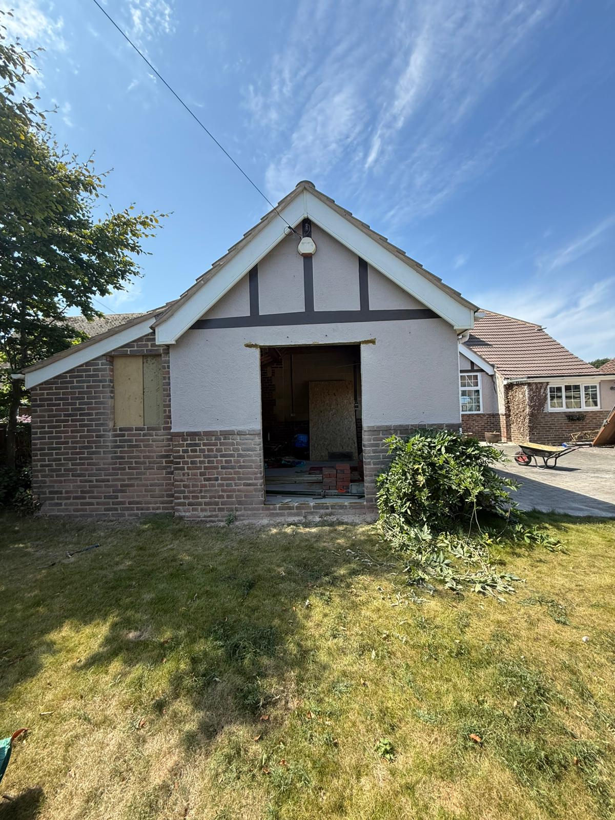 Finished open plan living space and kitchen from garage conversion West Sussex